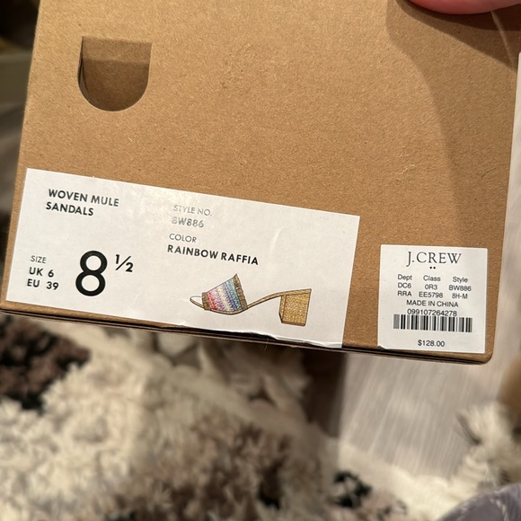 New In Box J Crew Factory Rainbow Raffia Woven Mule Sandals - Picture 5 of 5